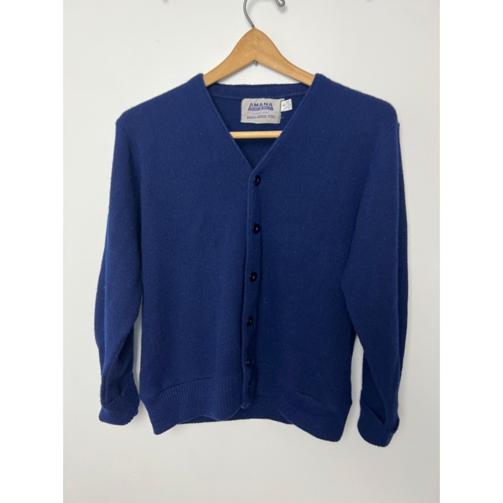 Vintage Amana General Store Blue Cardigan Sweater V-Neck womens Small